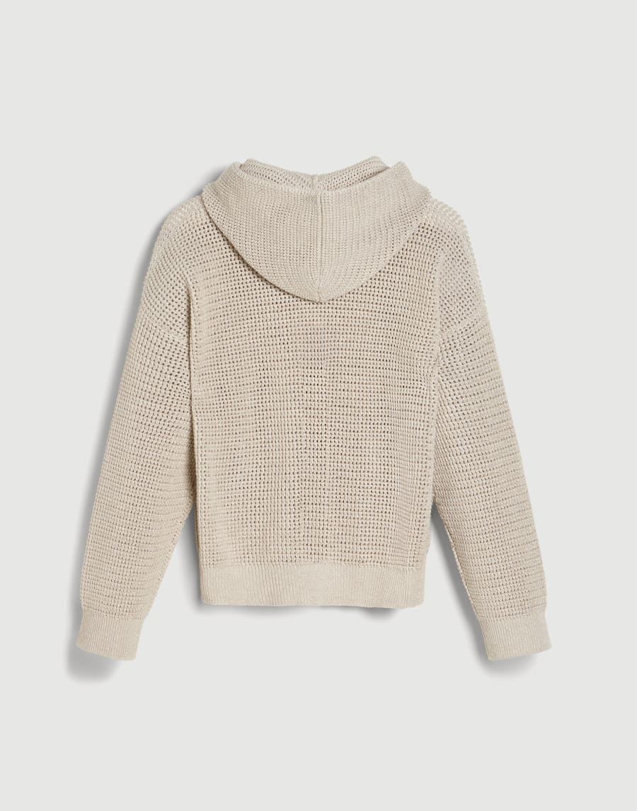 Net knit hoodie with zipper Oat Girls - Brunello Cucinelli