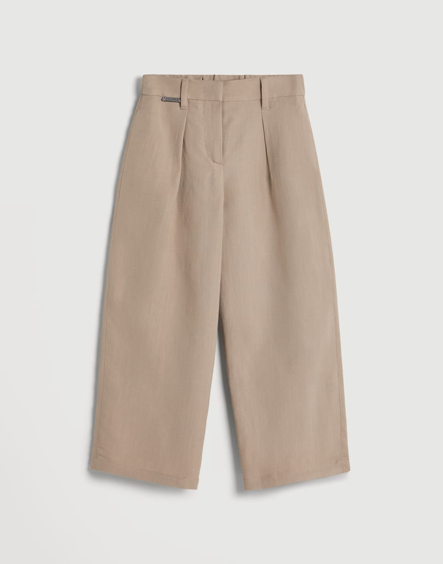 Pleated A-line trousers with monili Buff Girls - Brunello Cucinelli
