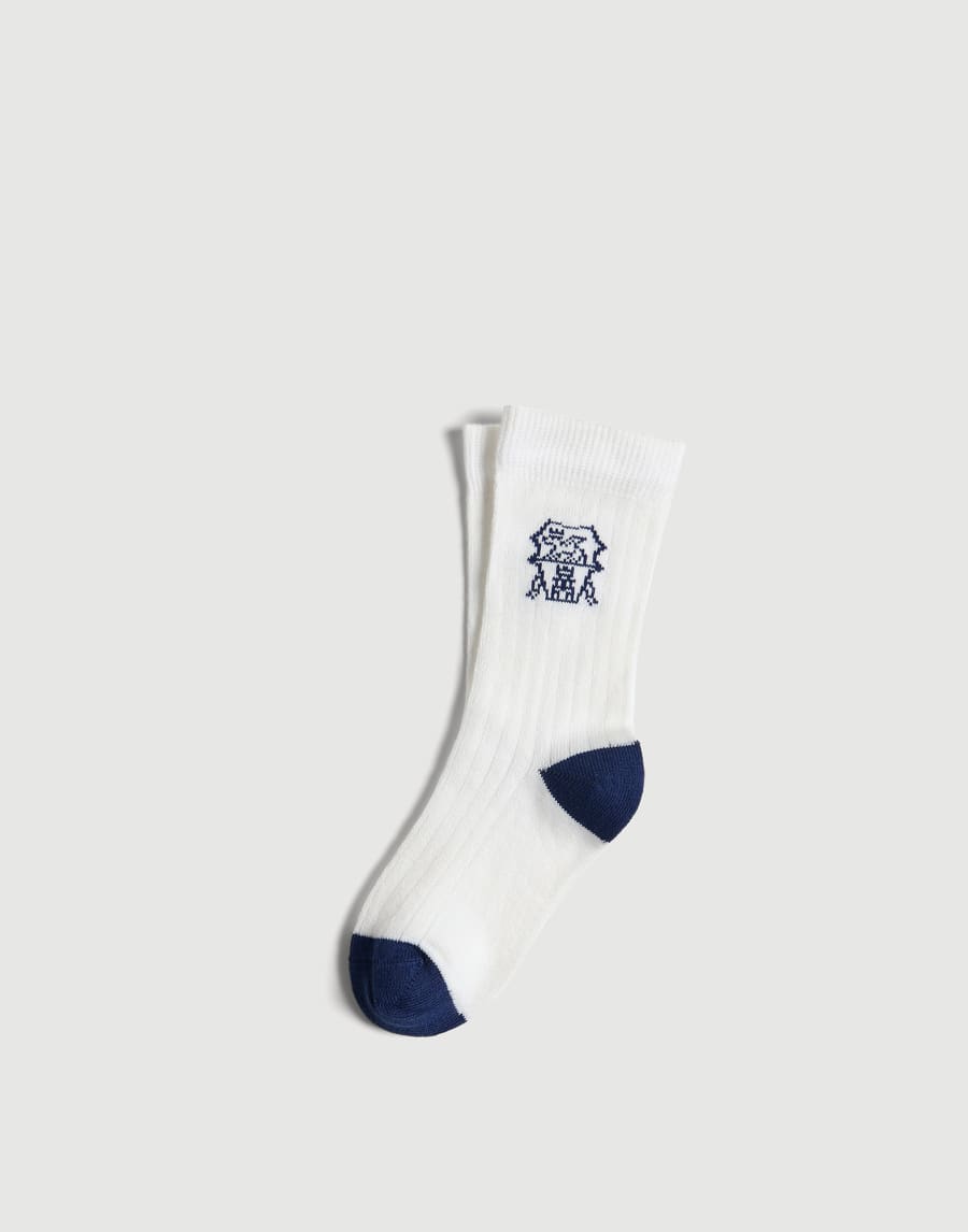 Rib knit socks with inlay Blue Boys - Brunello Cucinelli