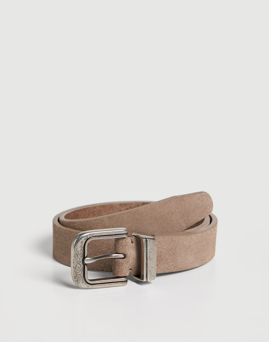Suede belt with detailed buckle Light Brown Boys - Brunello Cucinelli