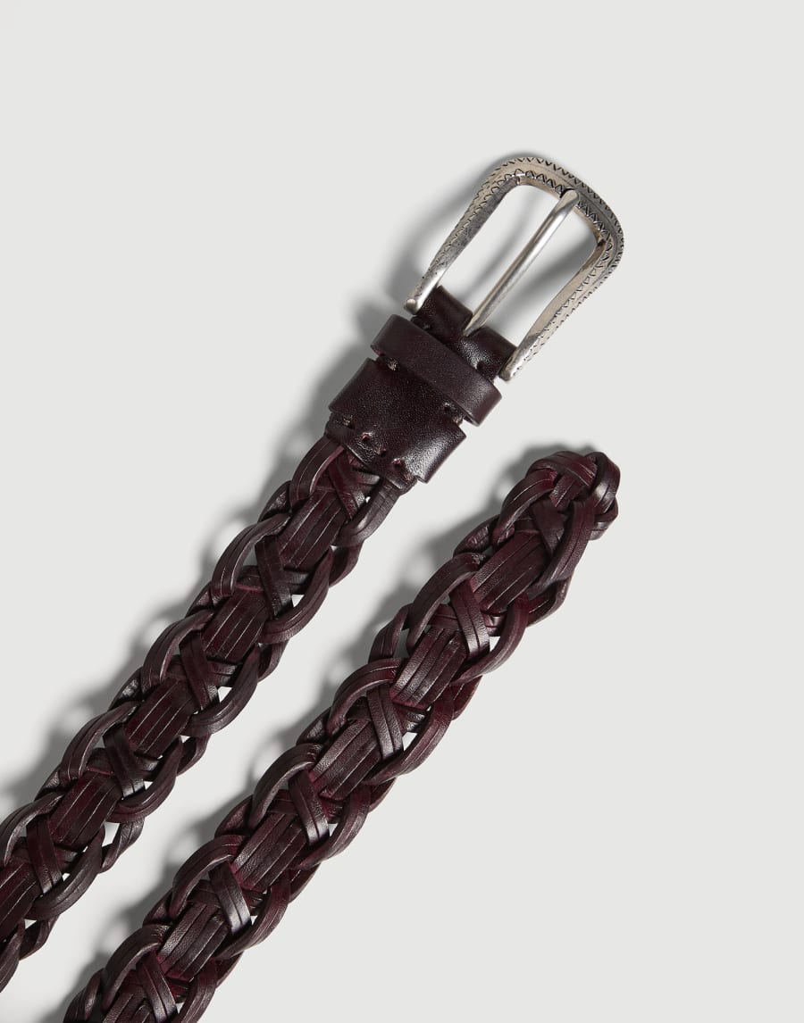 Braided leather belt Burgundy Boys - Brunello Cucinelli