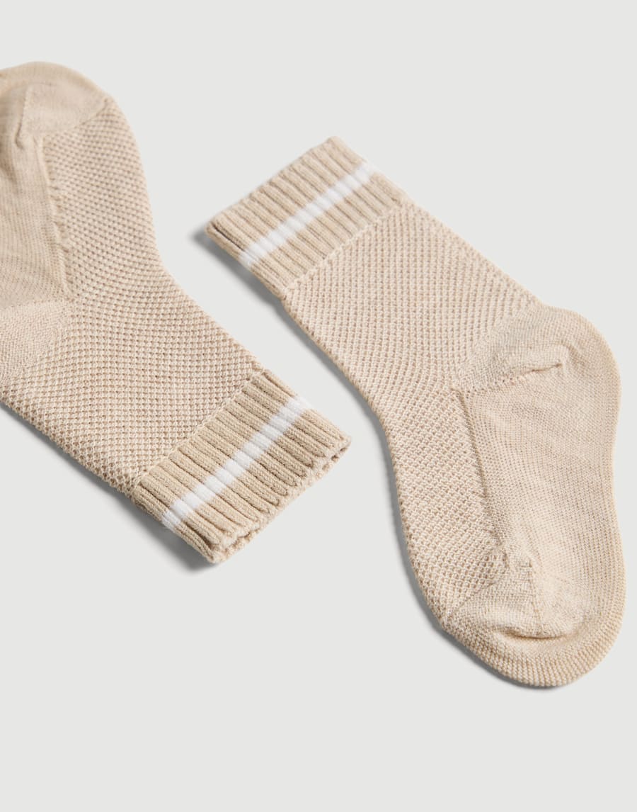 Baby Bernie Waffle stitch socks Sand Baby - Brunello Cucinelli