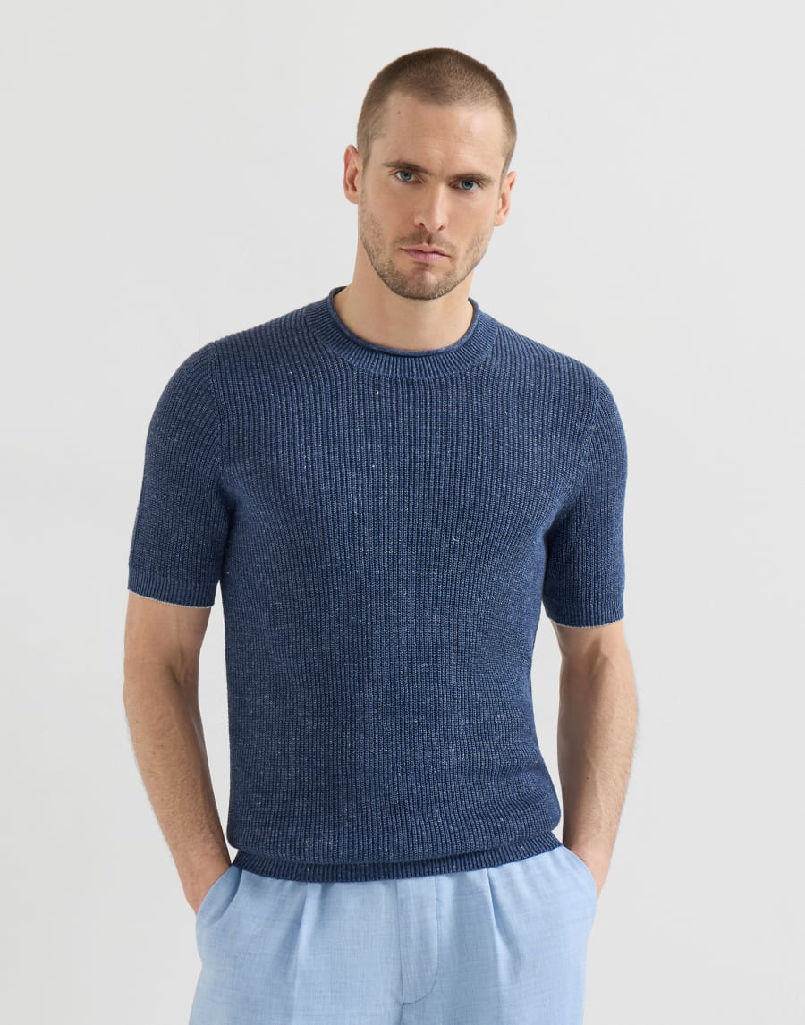 麻棉 T 恤 牛仔蓝 男款 - Brunello Cucinelli