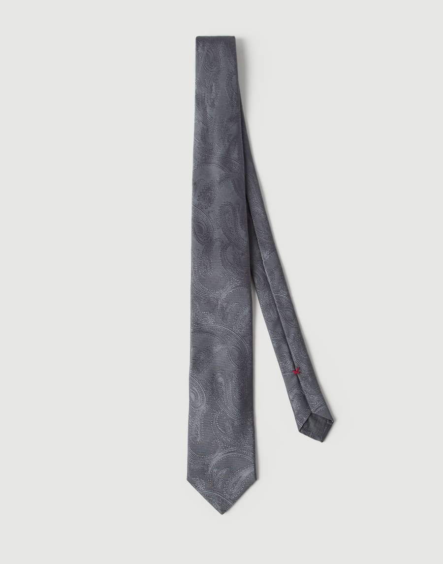 Paisley silk tie Dark Grey Man - Brunello Cucinelli