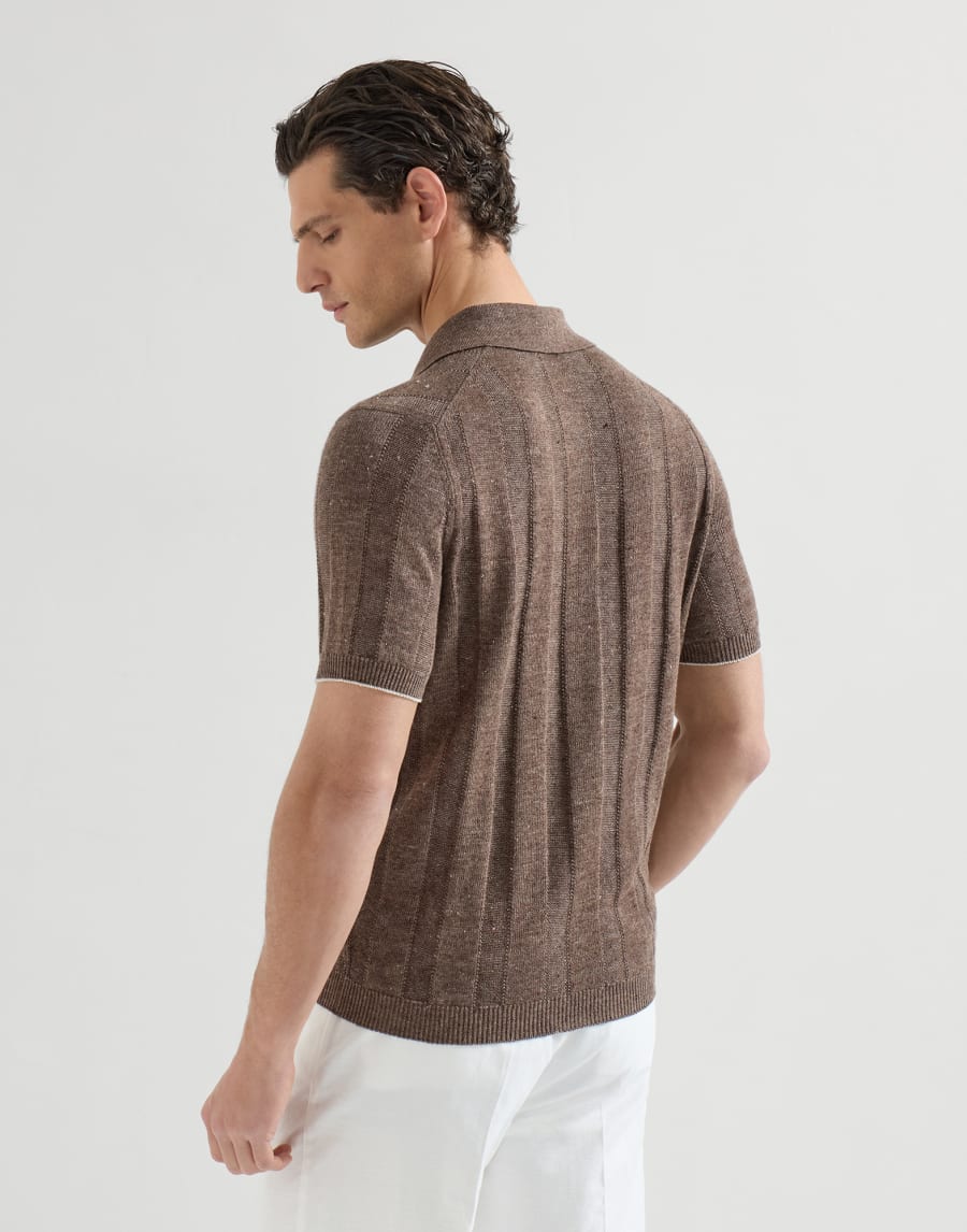 Rib knit polo Hazelnut Man - Brunello Cucinelli