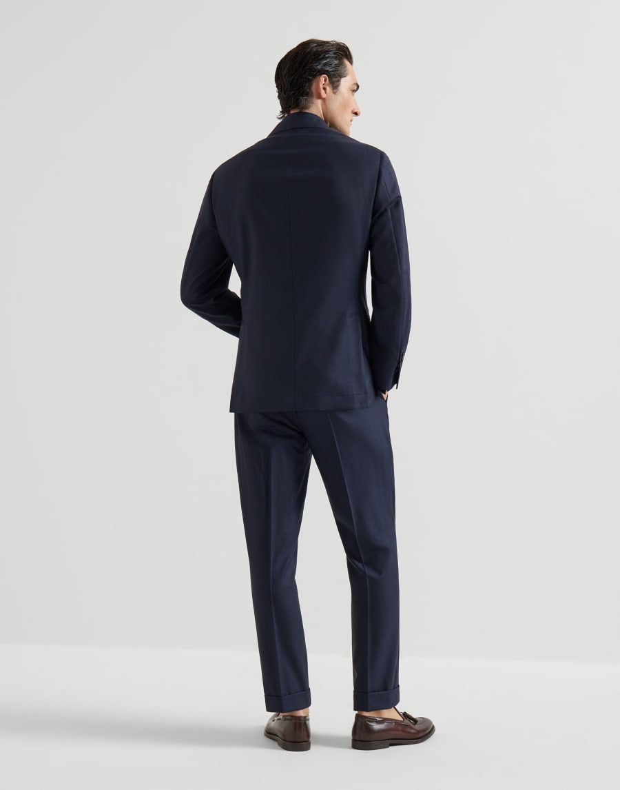 千鸟格纹初剪羊毛料西装套装 海军蓝 男款 - Brunello Cucinelli