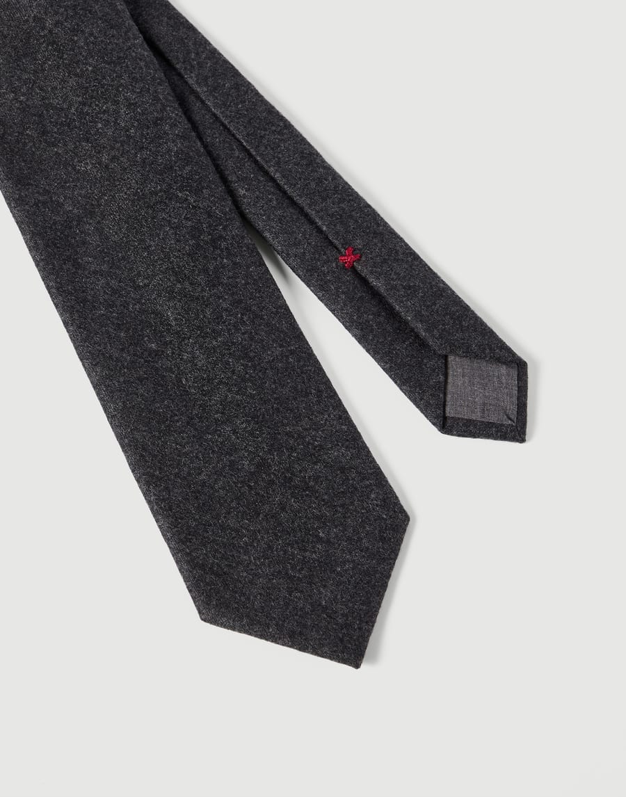 Virgin wool flannel tie Lignite Grey Man - Brunello Cucinelli