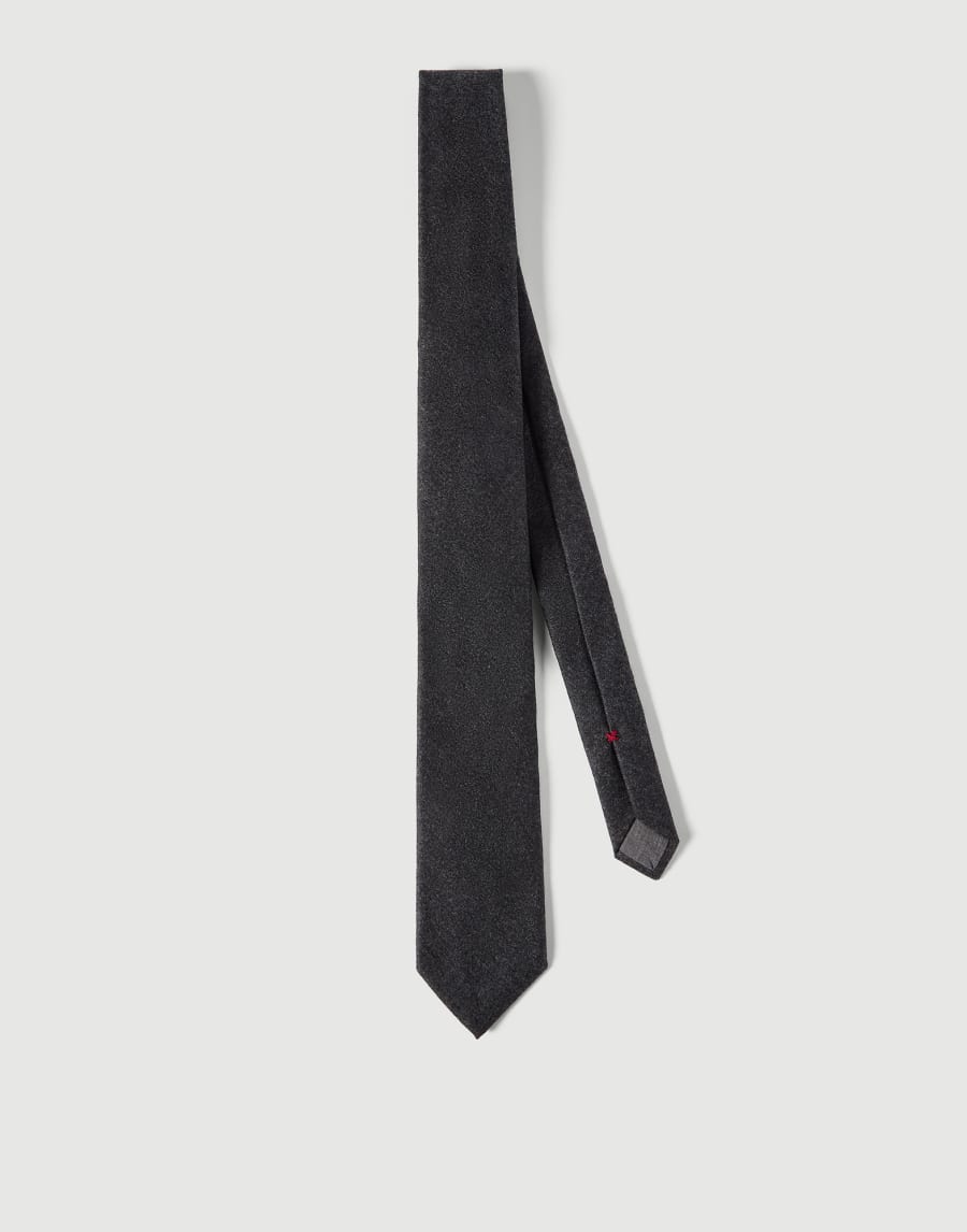 Virgin wool flannel tie Lignite Grey Man - Brunello Cucinelli