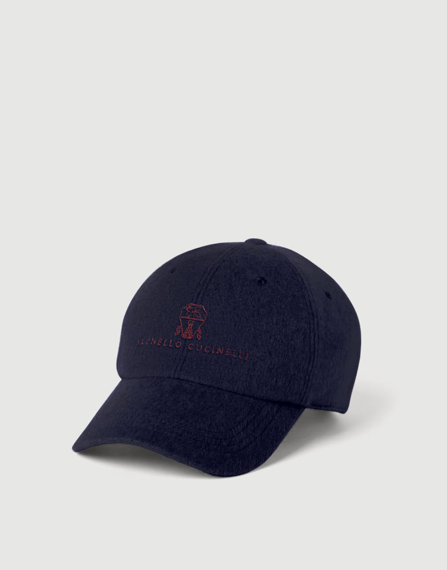 Cashmere and vicuña beaver cloth hat Navy Blue Man - Brunello Cucinelli