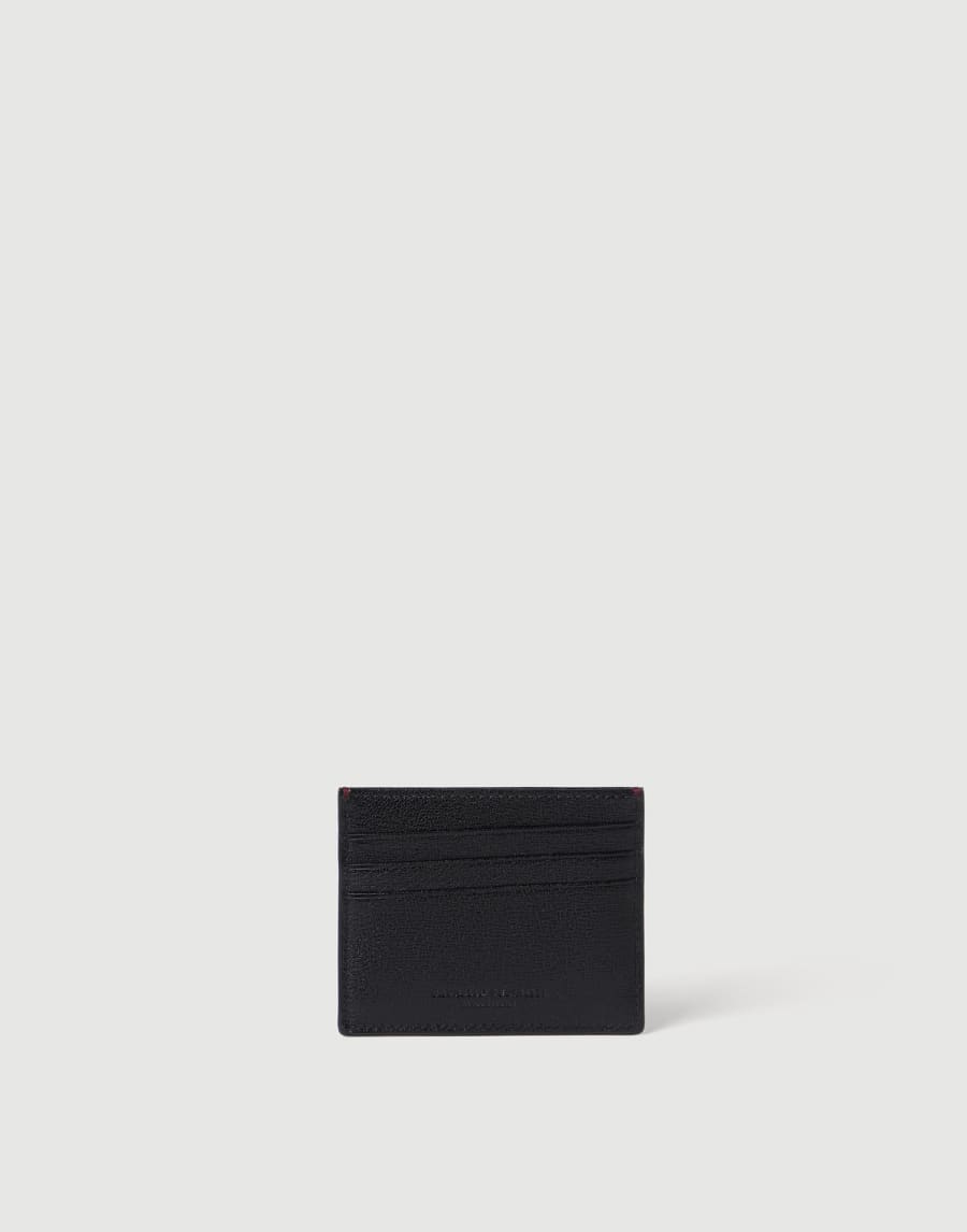 Grained leather card holder Black Man - Brunello Cucinelli