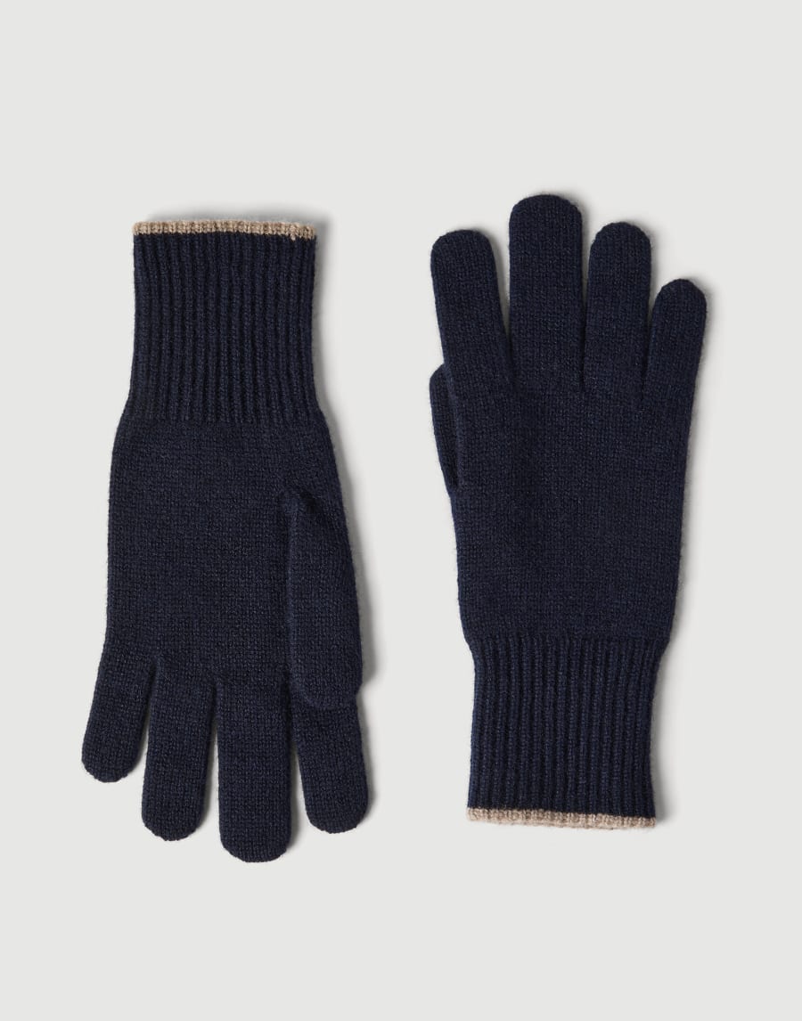 Cashmere knit gloves Navy Blue Man - Brunello Cucinelli