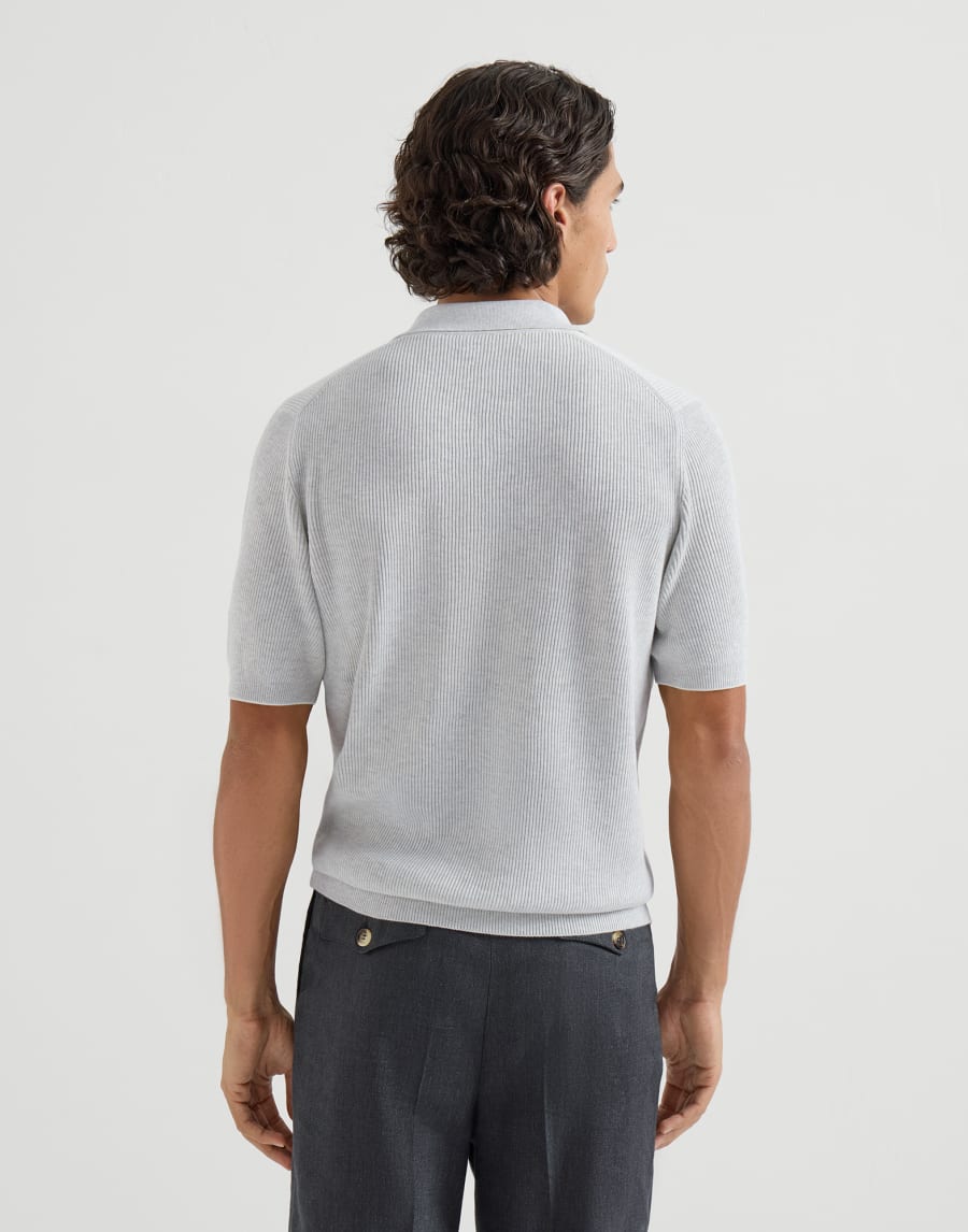 Poloshirt aus Baumwolle in Patentstrick Nebel Herren - Brunello Cucinelli