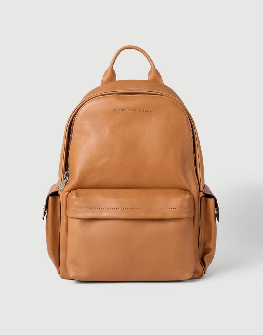 Cowhide travel backpack Cognac Man - Brunello Cucinelli
