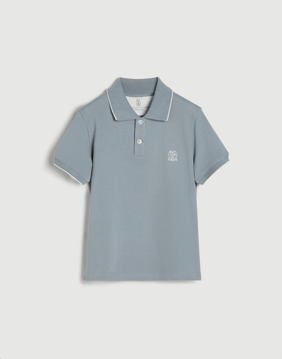 Piqué polo shirt Sky Blue Boys - Brunello Cucinelli