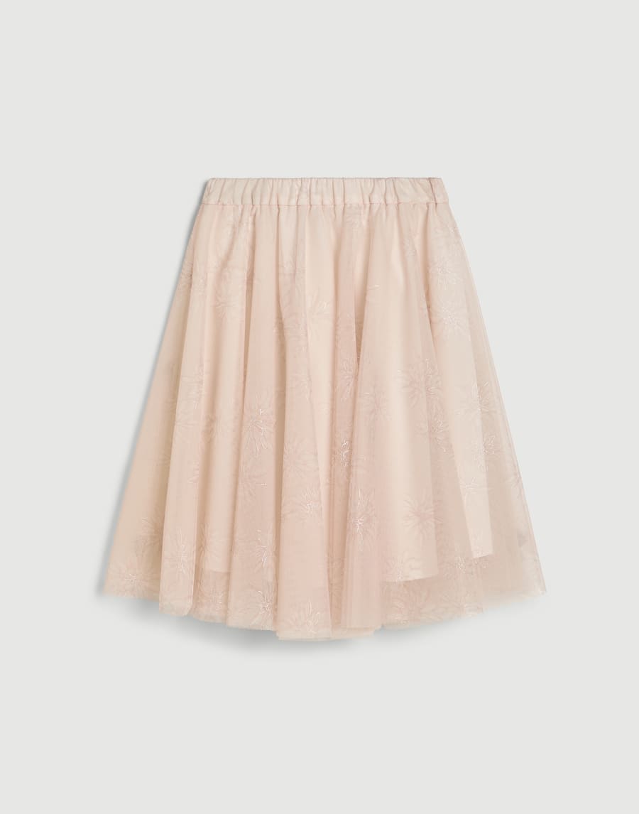 Sparkling daisy print tulle skirt Light Pink Girls - Brunello Cucinelli