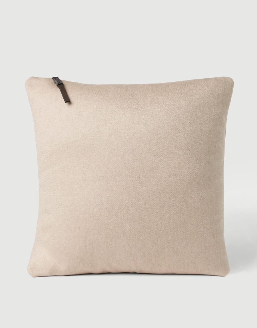 Cashmere beaver cloth large cushion Buff Lifestyle - Brunello Cucinelli