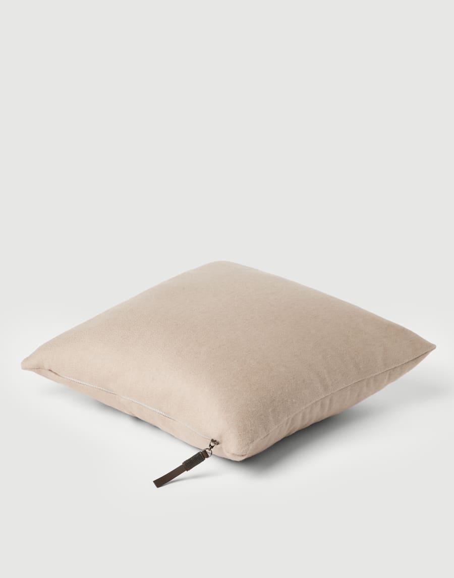 Cashmere beaver cloth large cushion Buff Lifestyle - Brunello Cucinelli
