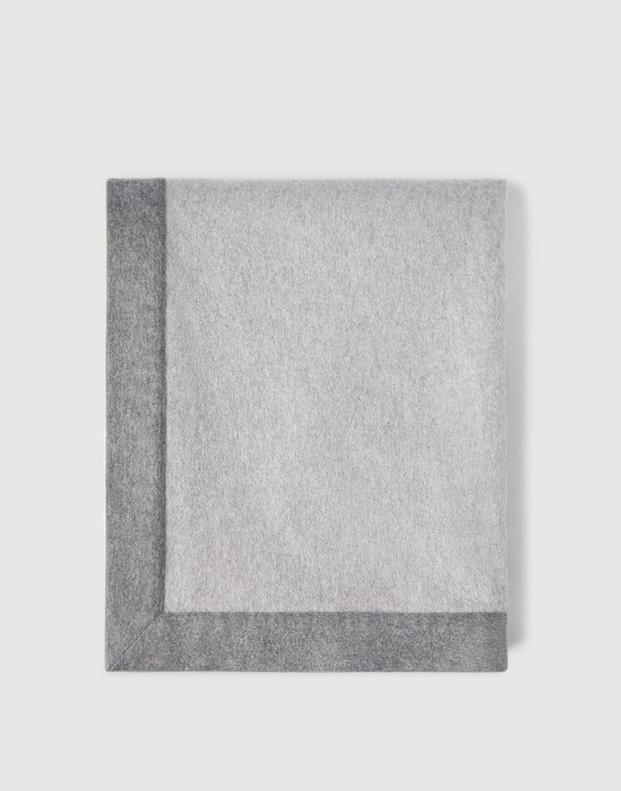 Cashmere throw with contrasting border Grey Lifestyle - Brunello Cucinelli