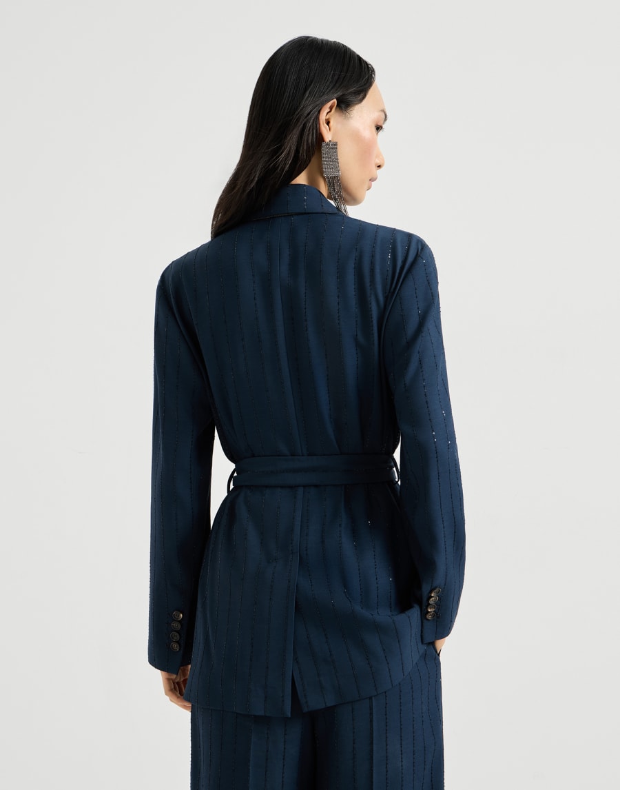 Veste Dazzling Chalkstripe Bleu Femme - Brunello Cucinelli