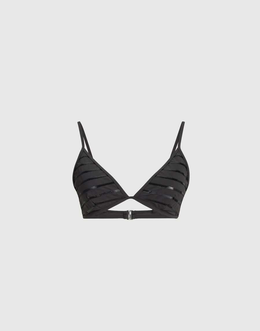 Dazzling stripes bikini top Lignite Grey Woman - Brunello Cucinelli