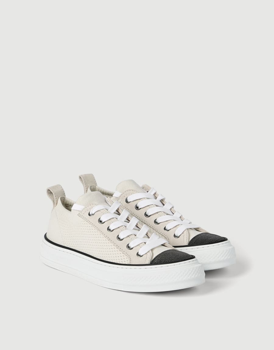 Sneakers en maille de coton Blanc Femme - Brunello Cucinelli