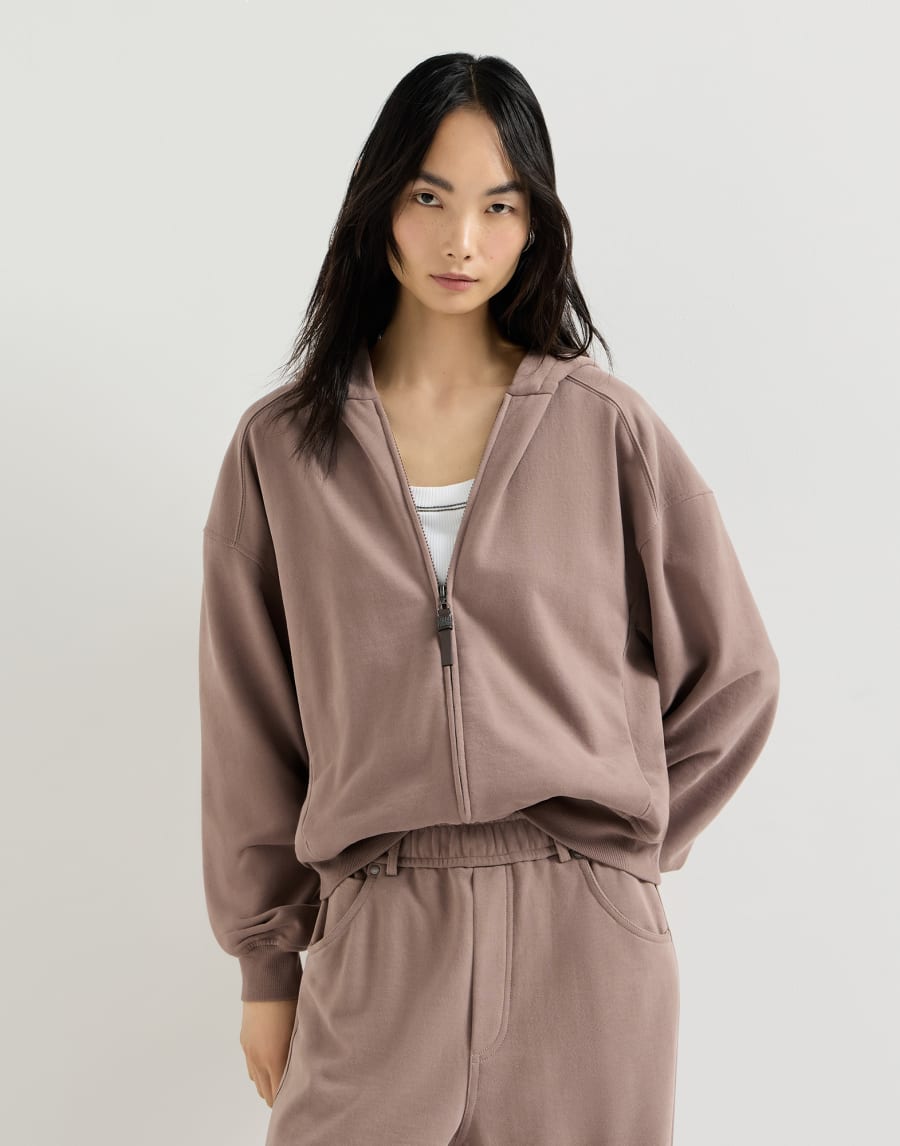 Smooth cotton French terry sweatshirt Brown Woman - Brunello Cucinelli