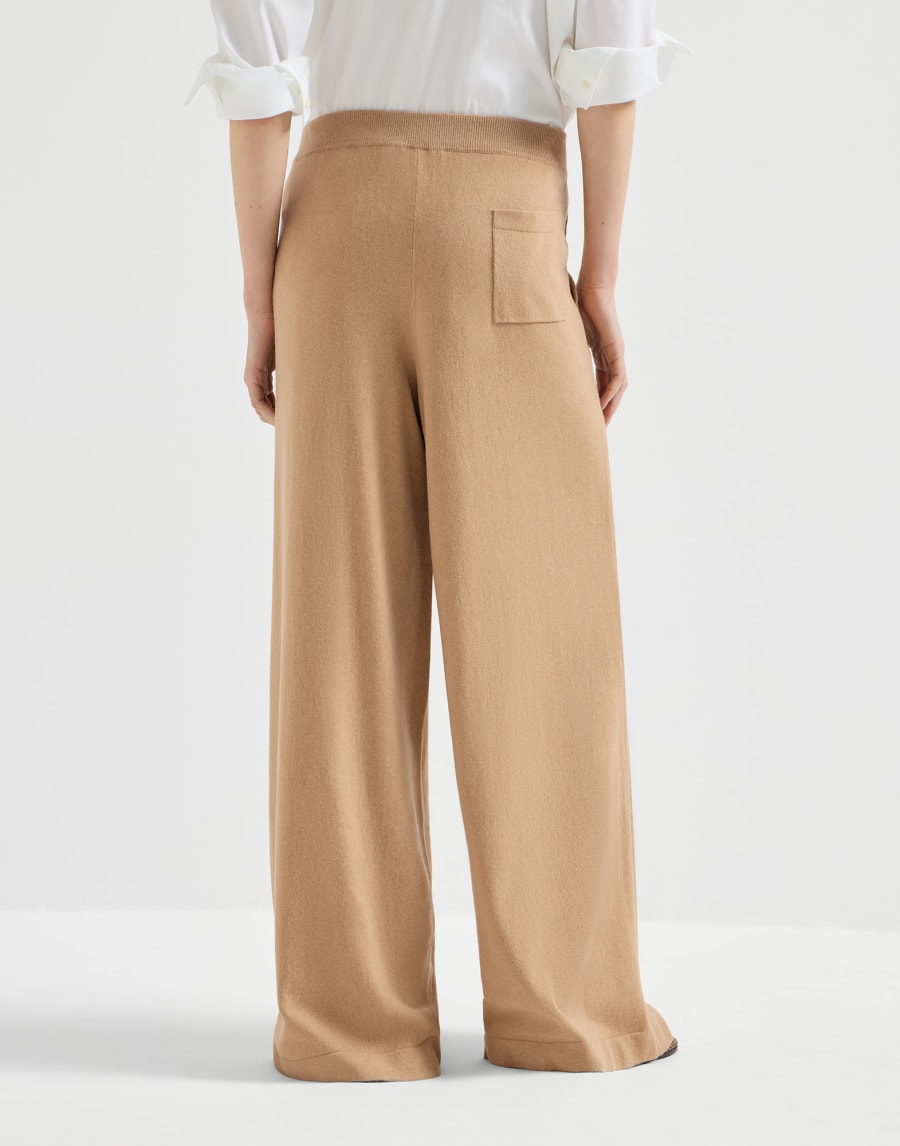 Vicuña knit trousers Beige Woman - Brunello Cucinelli