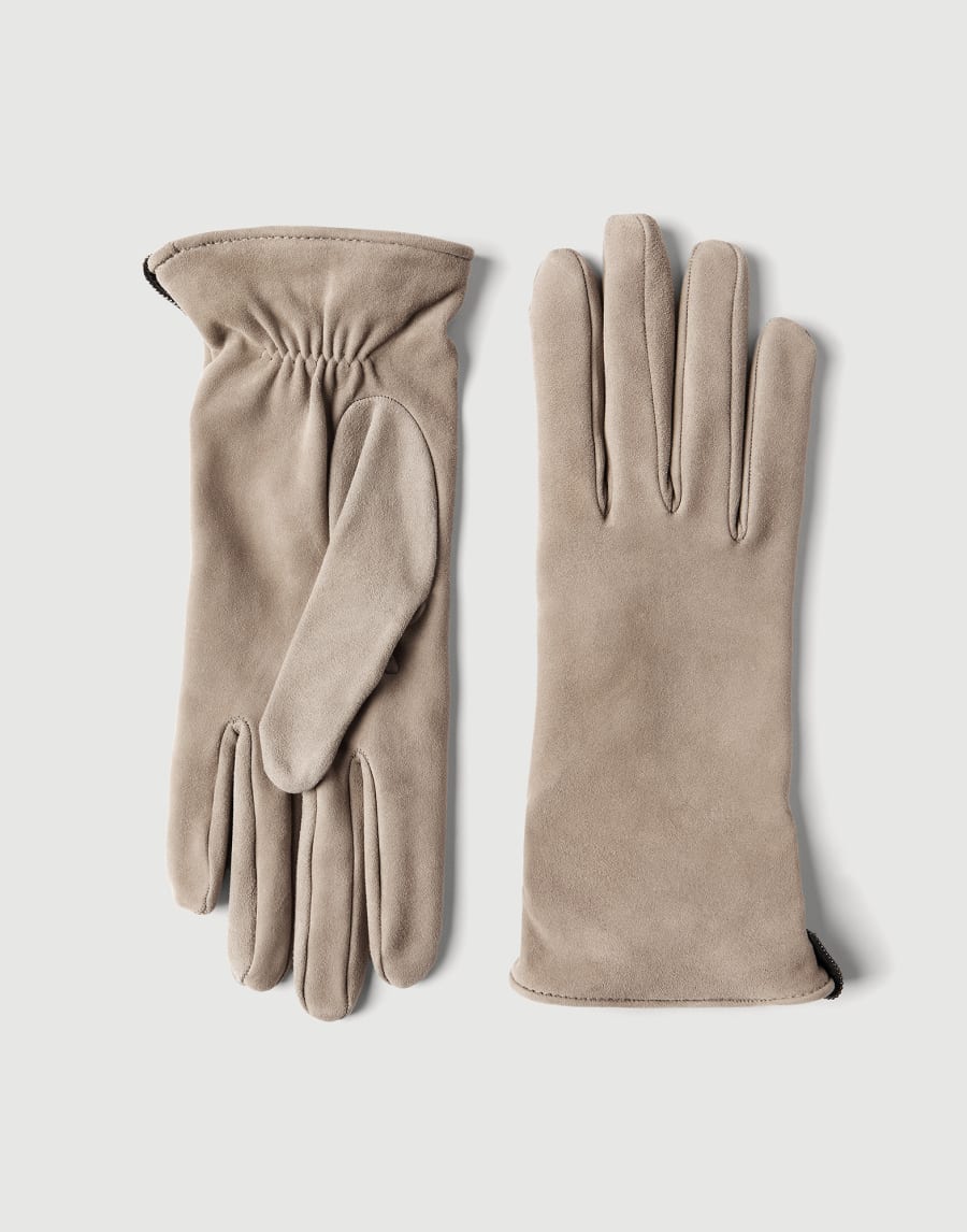 Suede gloves Beige Woman - Brunello Cucinelli
