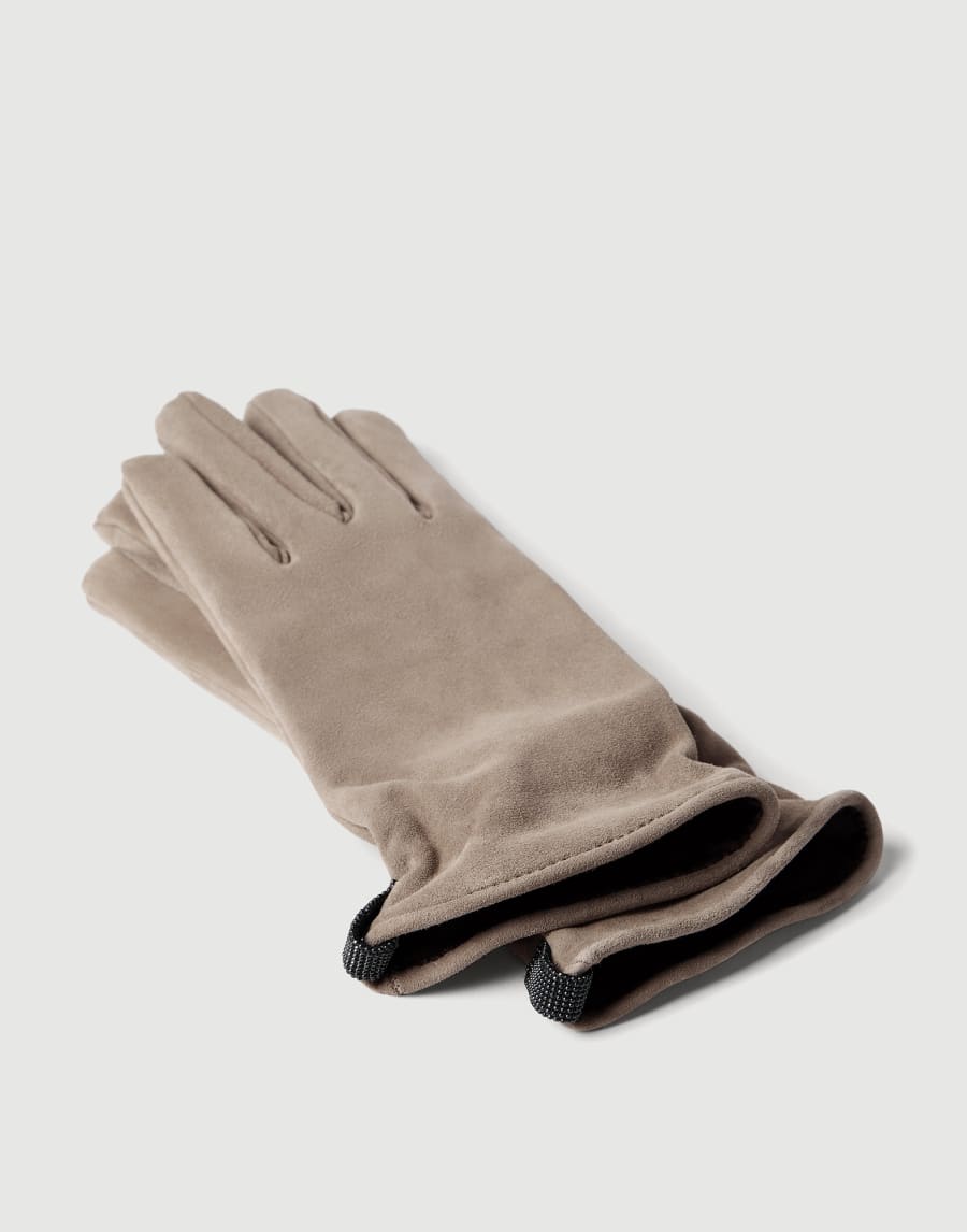Suede gloves Beige Woman - Brunello Cucinelli