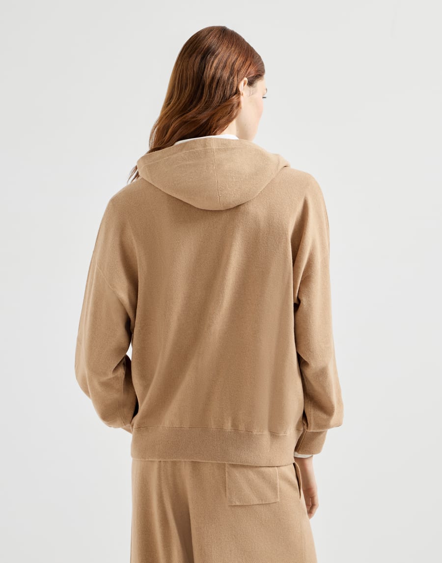 Cardigan aus Vikunja mit Kapuze Beige Damen - Brunello Cucinelli