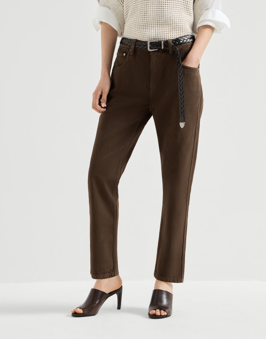 Pantalón de cinco bolsillos Straight Chocolate Mujer - Brunello Cucinelli