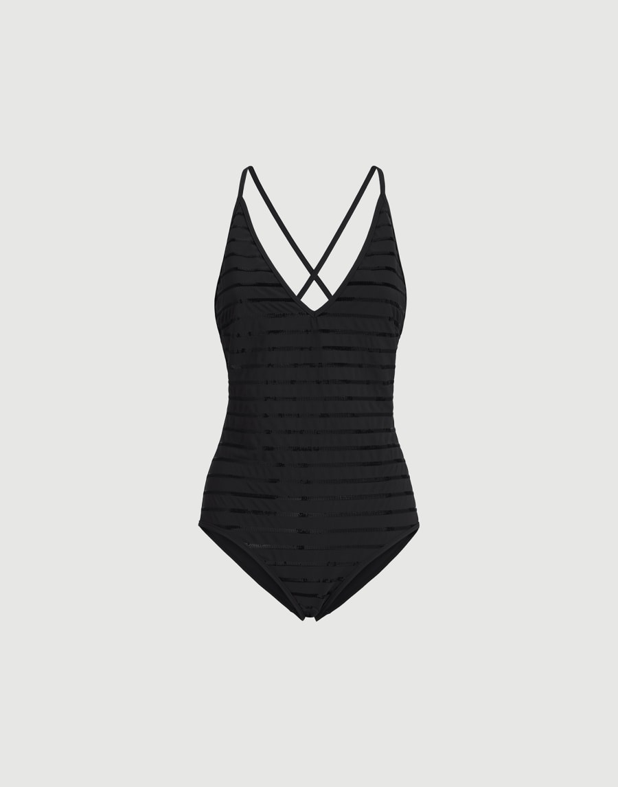 Dazzling stripes bathing suit Lignite Grey Woman - Brunello Cucinelli