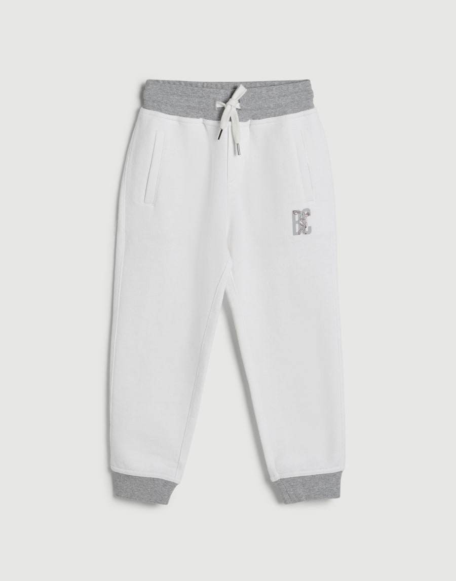 Mélange French terry trousers with print White Boys - Brunello Cucinelli