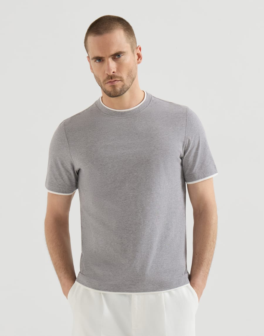 T-shirt with faux-layering Grey Man - Brunello Cucinelli