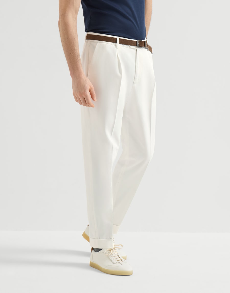 가먼트 다이 개버딘 팬츠 스노 남성 - Brunello Cucinelli