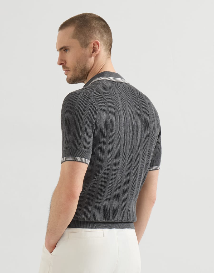Polo en punto de algodón Antracita Hombre - Brunello Cucinelli