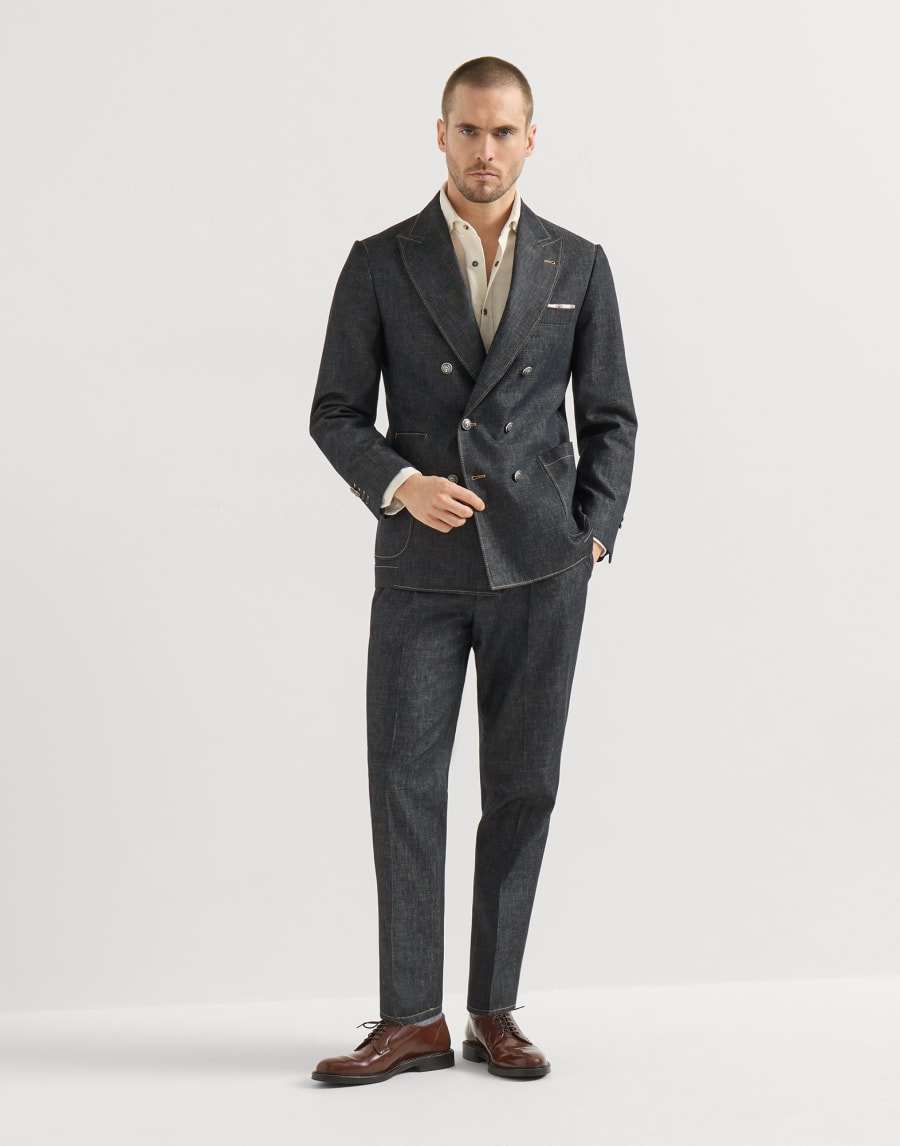 Lightweight denim Tailor suit Dark Grey Man - Brunello Cucinelli