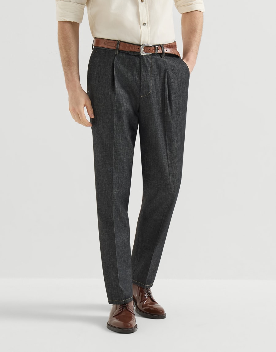 No-fade denim trousers Dark Grey Man - Brunello Cucinelli