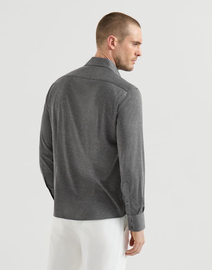 Lightweight jersey shirt Dark Grey Man - Brunello Cucinelli