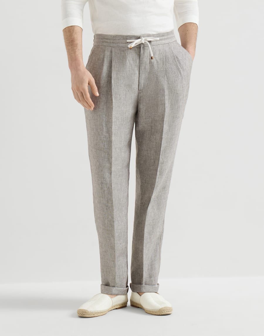 삼과 리넨 바지 라이트 그레이 남성 - Brunello Cucinelli