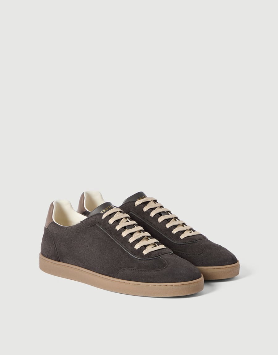 Sneakers aus Veloursleder Schwarz Herren - Brunello Cucinelli