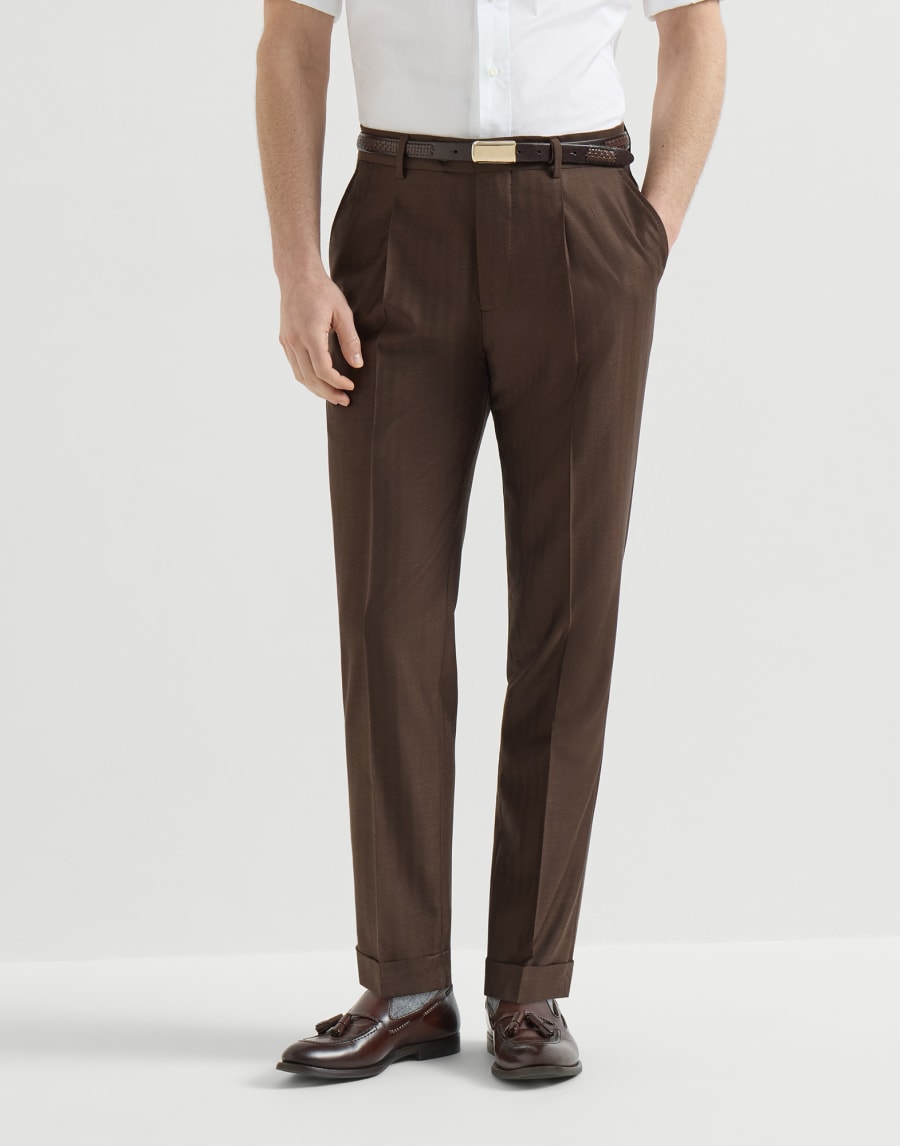 버진 울 팬츠 브라운 남성 - Brunello Cucinelli