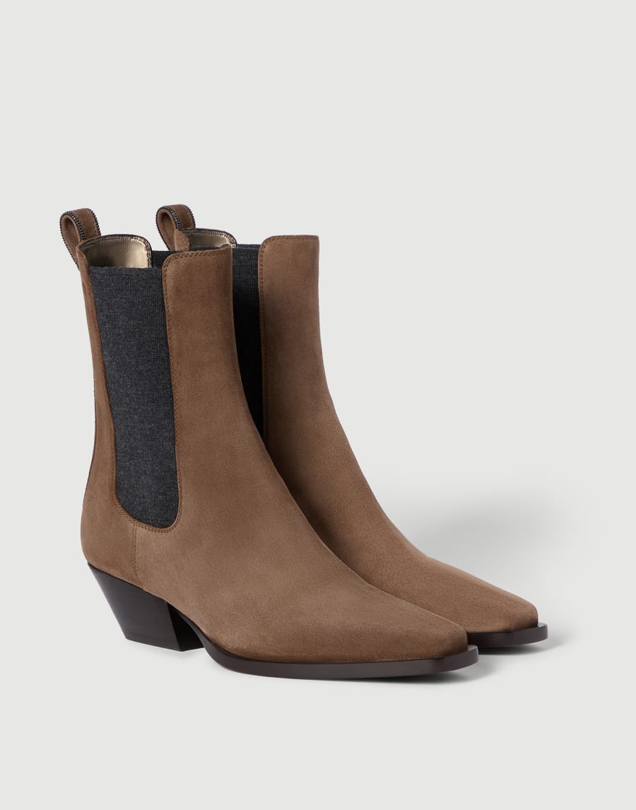Suede Chelsea boots Caramel Woman - Brunello Cucinelli