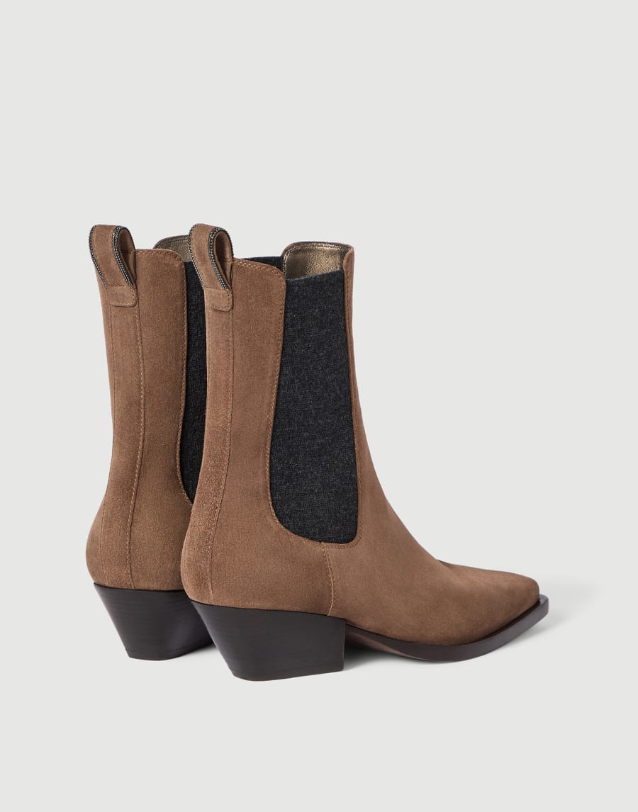 Suede Chelsea boots Caramel Woman - Brunello Cucinelli