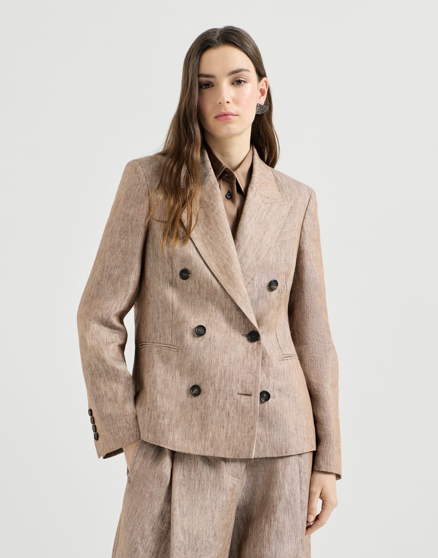 Giacca in denim di lino Beige Donna - Brunello Cucinelli
