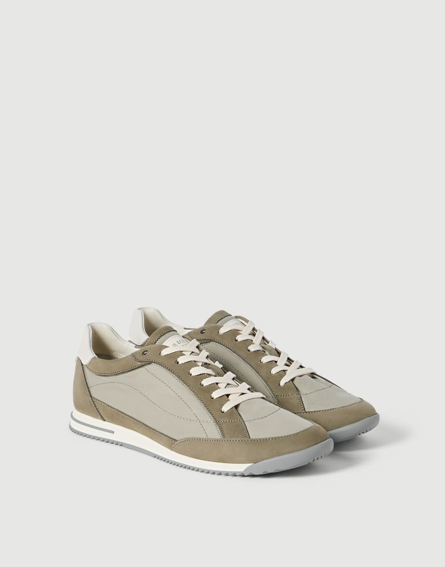 Sneakers aus Nylon und Nubukleder Armeegrün Herren - Brunello Cucinelli