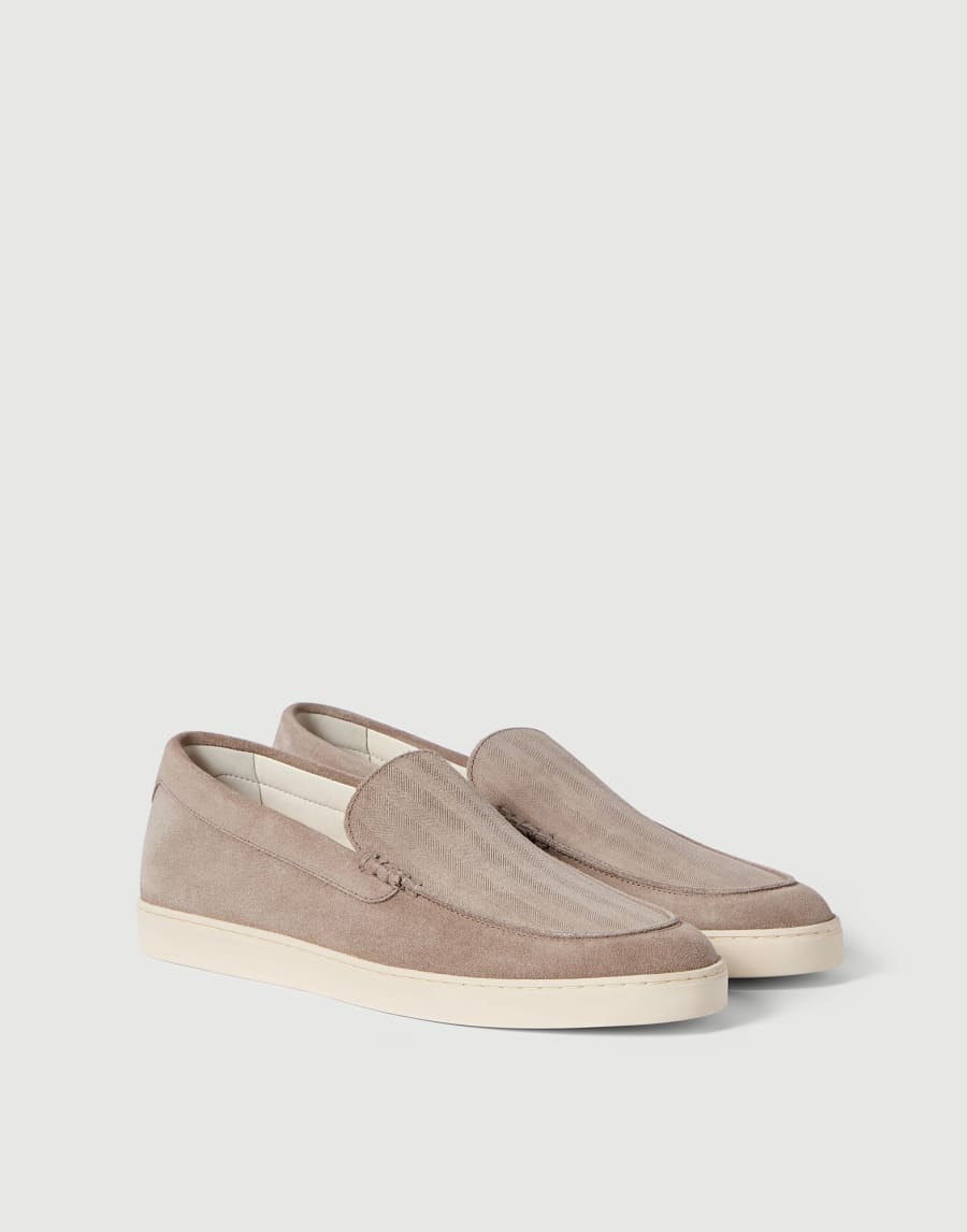 Slip-ons aus Veloursleder Hellgrau Herren - Brunello Cucinelli