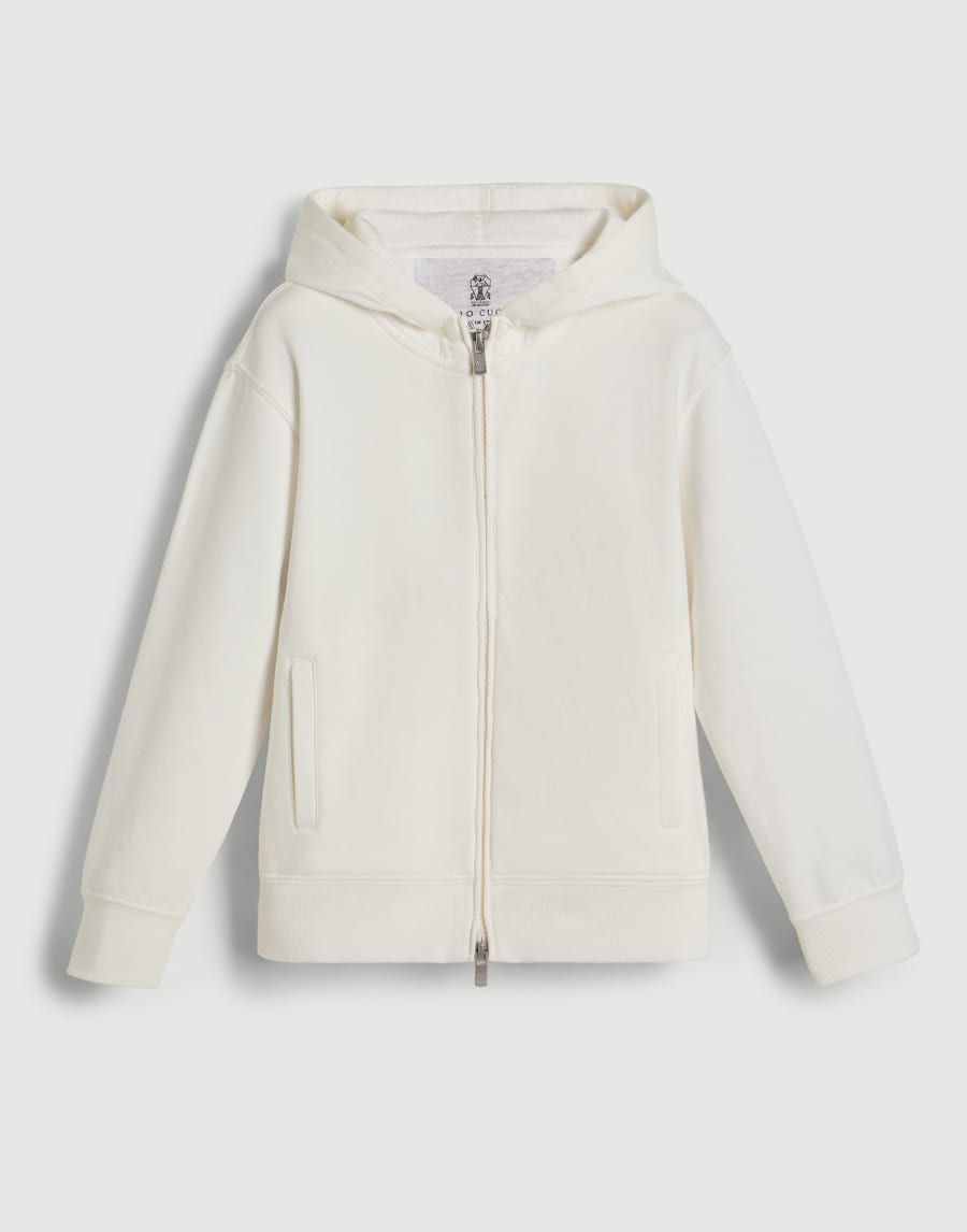French terry sweatshirt with ‘earth’ motif Off-White Boys - Brunello Cucinelli