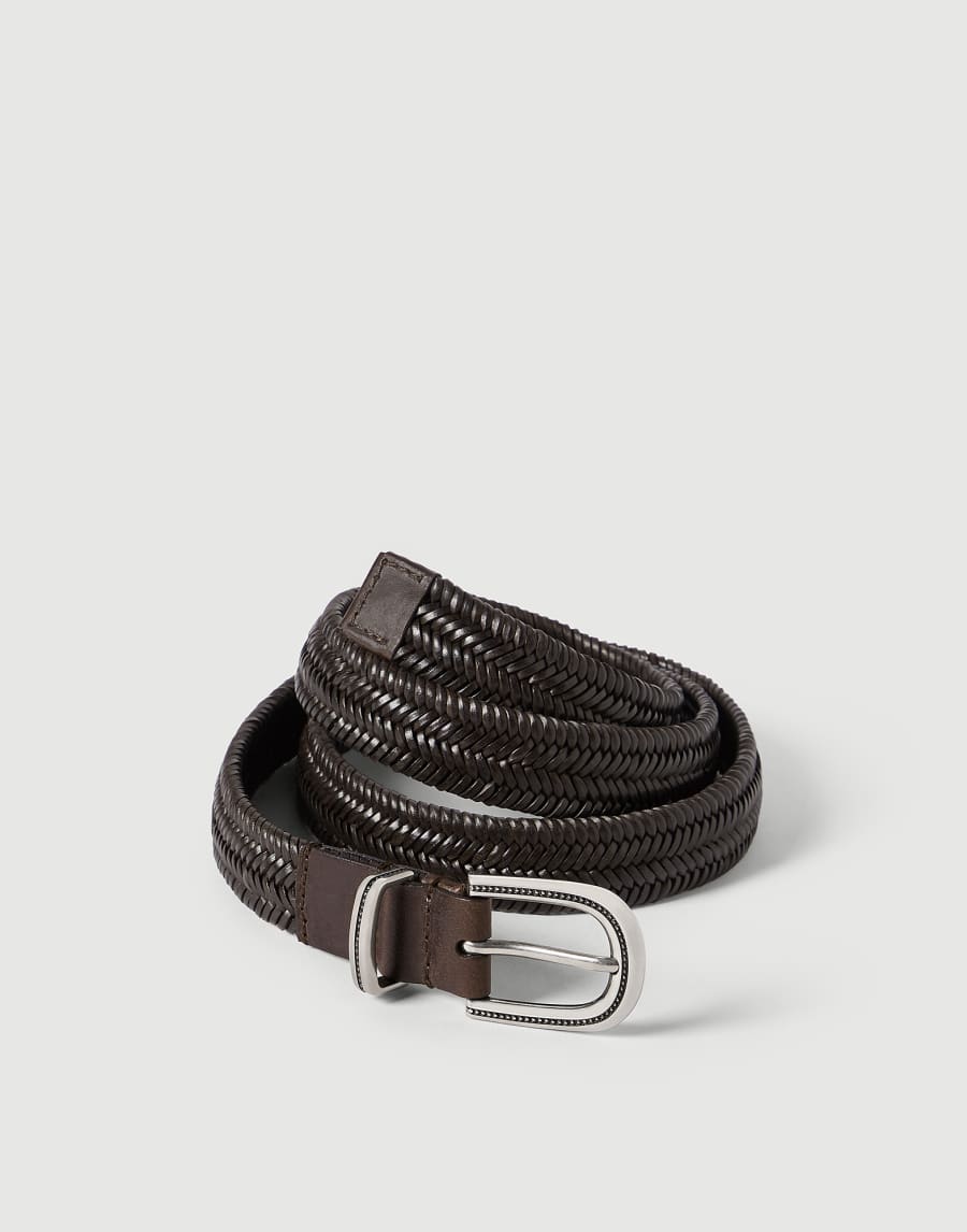 Braided leather belt Brown Man - Brunello Cucinelli
