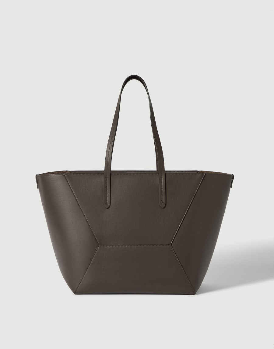 Bolso BC Duo en piel de becerro Caoba oscuro Mujer - Brunello Cucinelli